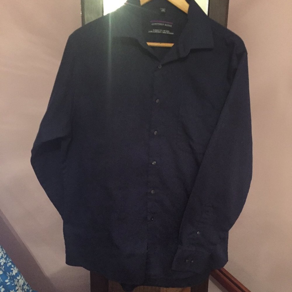 Geoffrey Beene Men's Long Sleeve Dress Shirt -Blue/Black checkered